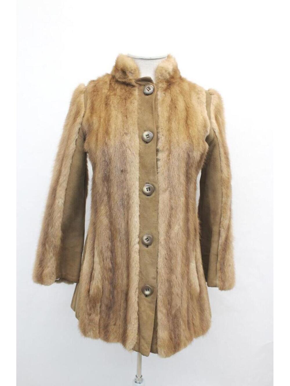 Mint Natural Canadian Mink Fur Jacket Coat W/ Suede Women Woman Size 2-4 Petite